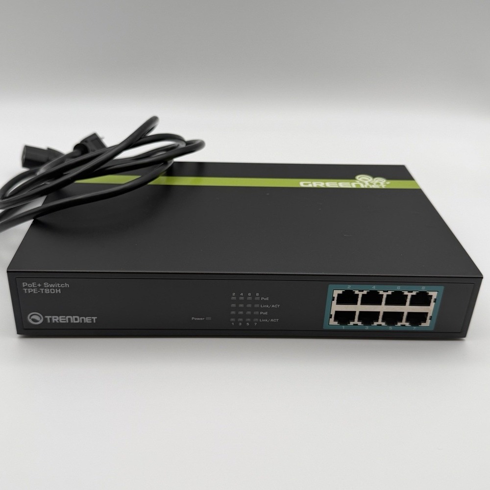 TRENDnet TPE-T80H 8-Port 10/100 Mbps PoE+ Switch — Used, Tested